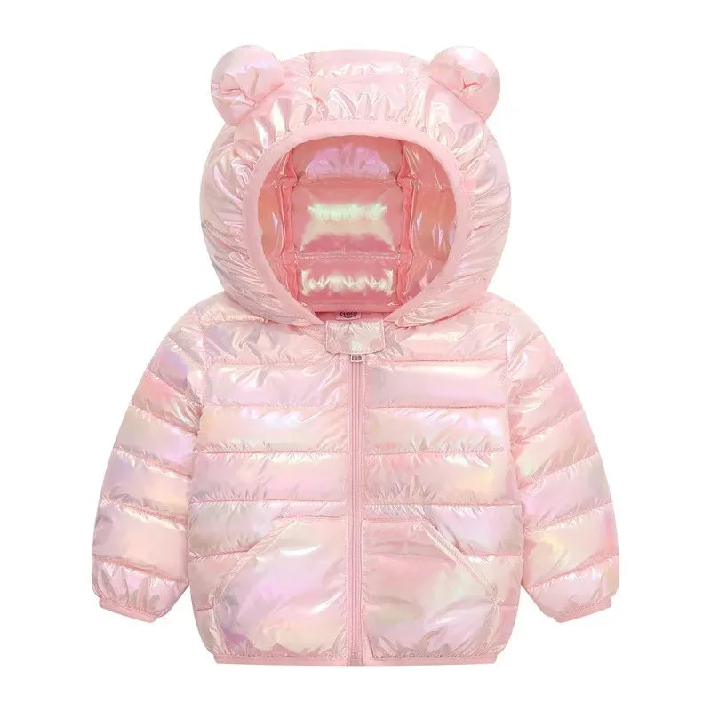 1-5 Years Old Boys Girls Lightweight Down Jacket Children's Autumn Winter Fashion Smooth Colorful Fabric Cotton Coat Top Clothes