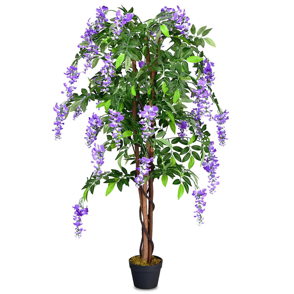 150CM Ficus Artificial Tree Fake Wisteria Tree with 3 Natural Trunks