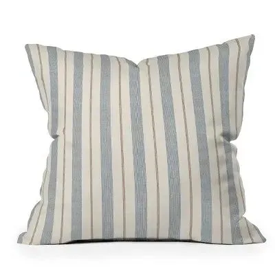 16" x 16" Little Arrow Design Co. Ivy Stripes Outdoor Throw Pillow Cream/Blue - Deny Designs