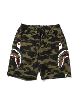 A Bathing Ape Camo Side Shark Beach Shorts Green