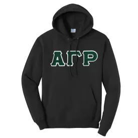 AGR Black Hoodie with Sewn On Greek Letters