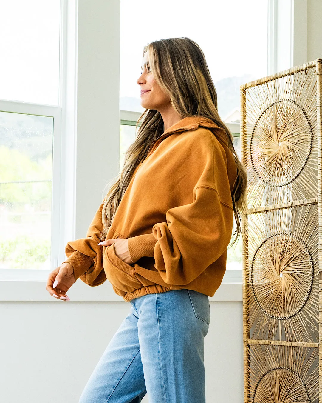 Maple Oversized Half-Zip Sweatshirt by Ampersand Ave - Cozy and Stylish