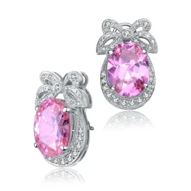 Antoinette Pink Bow Rose Earrings