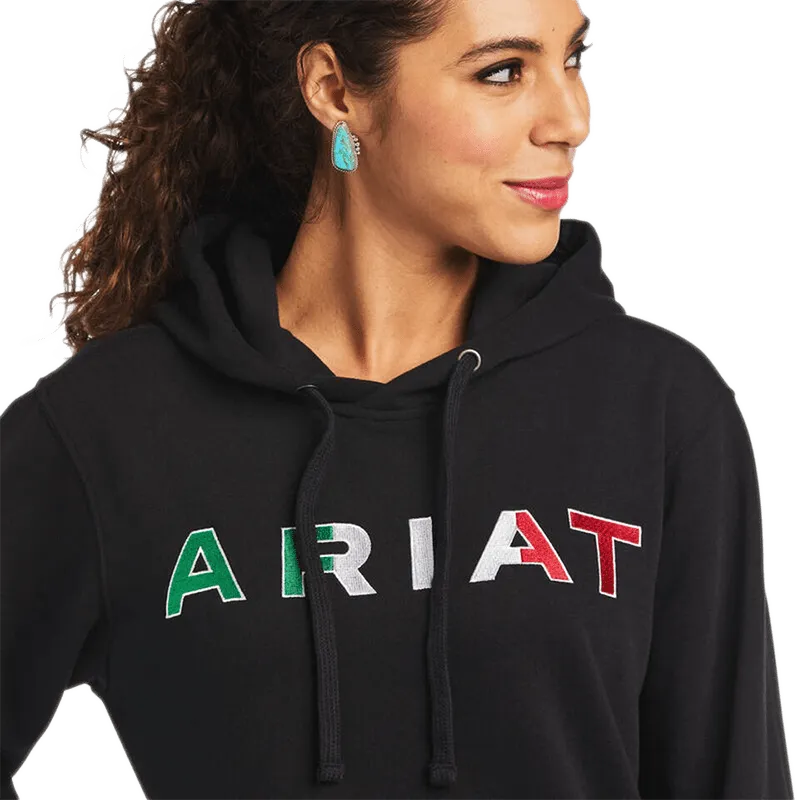 Ariat Women's Mexico Flag Logo Pullover Black Hoodie