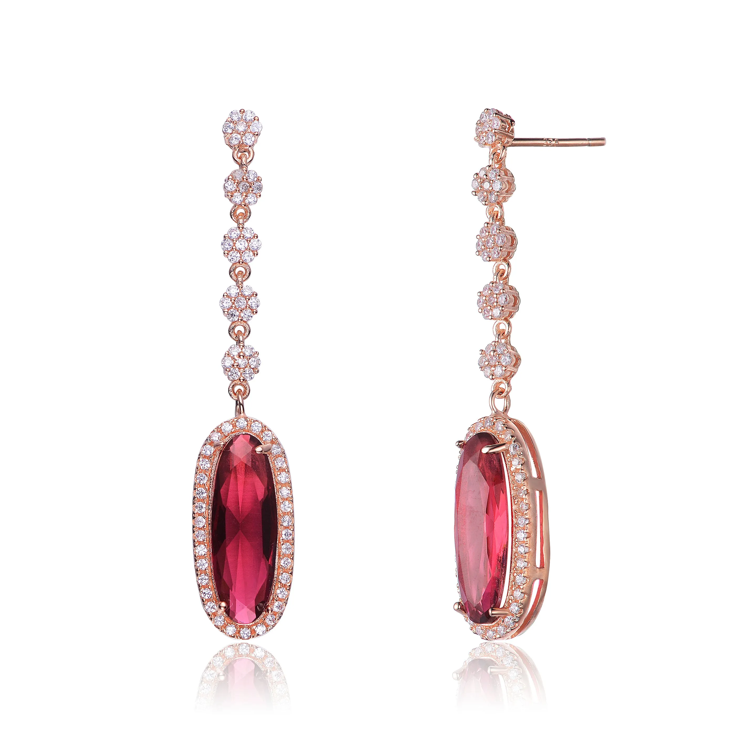 Audrey Snowflake Ruby Drop Earrings