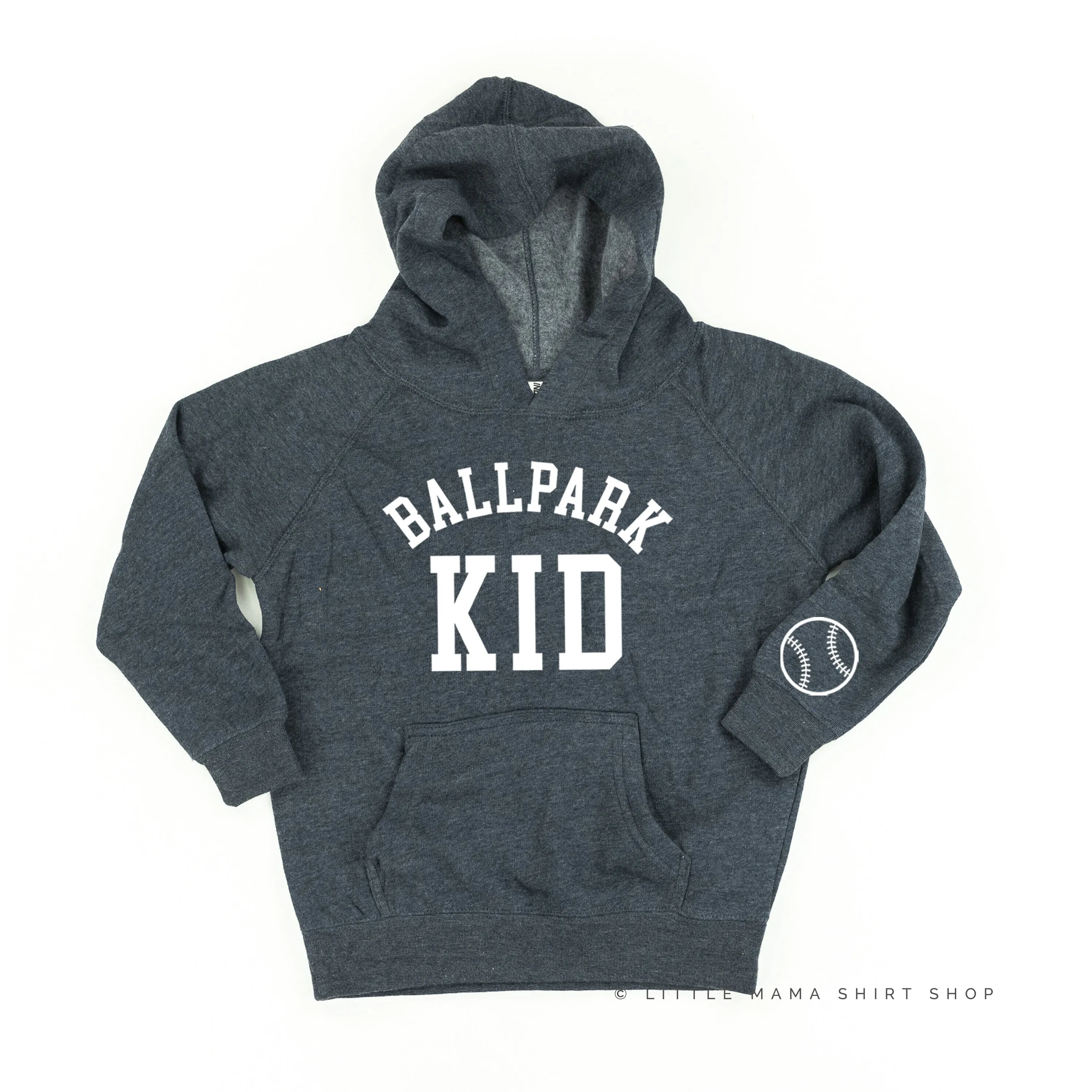 Ballpark Kid - Baseball Detail on Sleeve - CHILD HOODIE