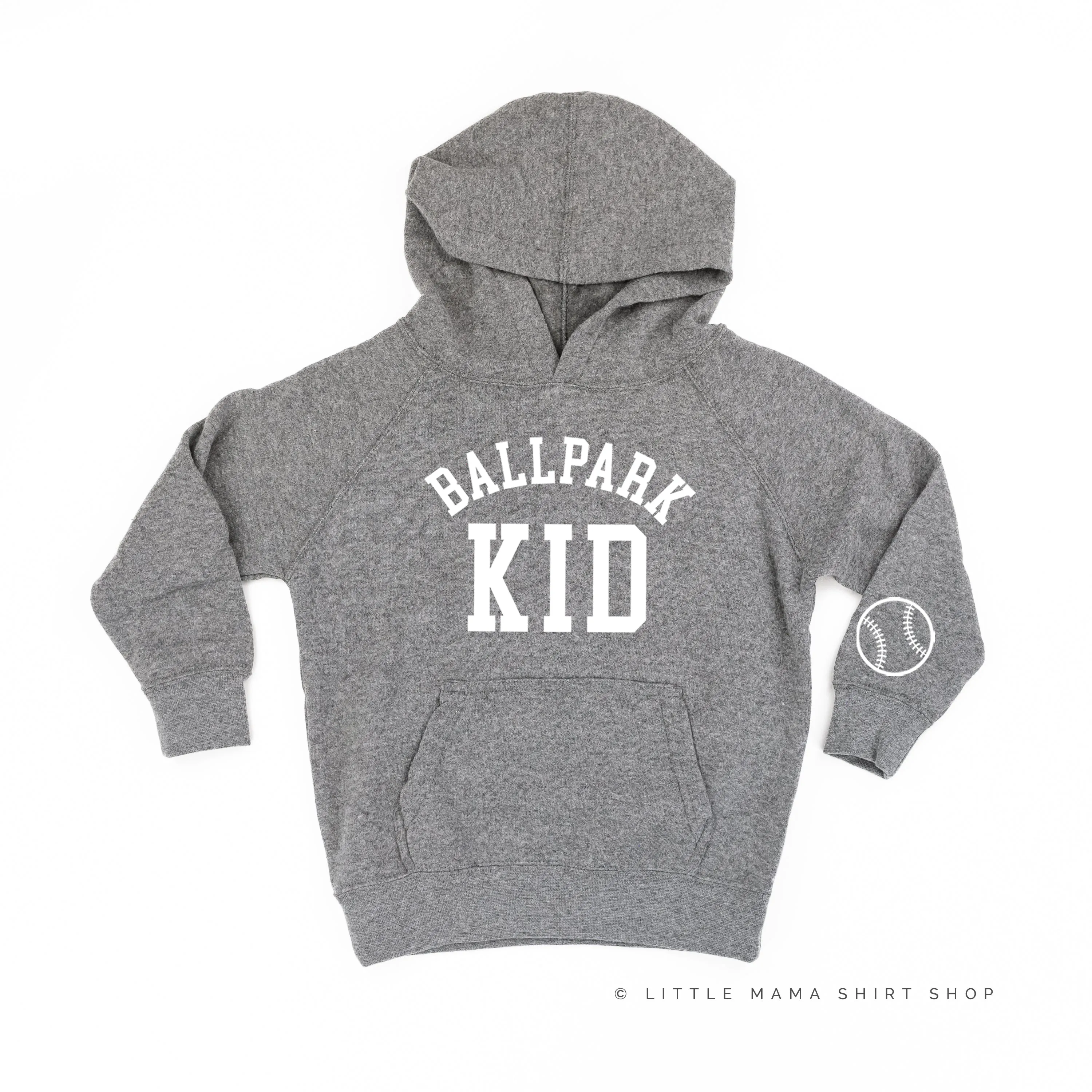 Ballpark Kid - Baseball Detail on Sleeve - CHILD HOODIE