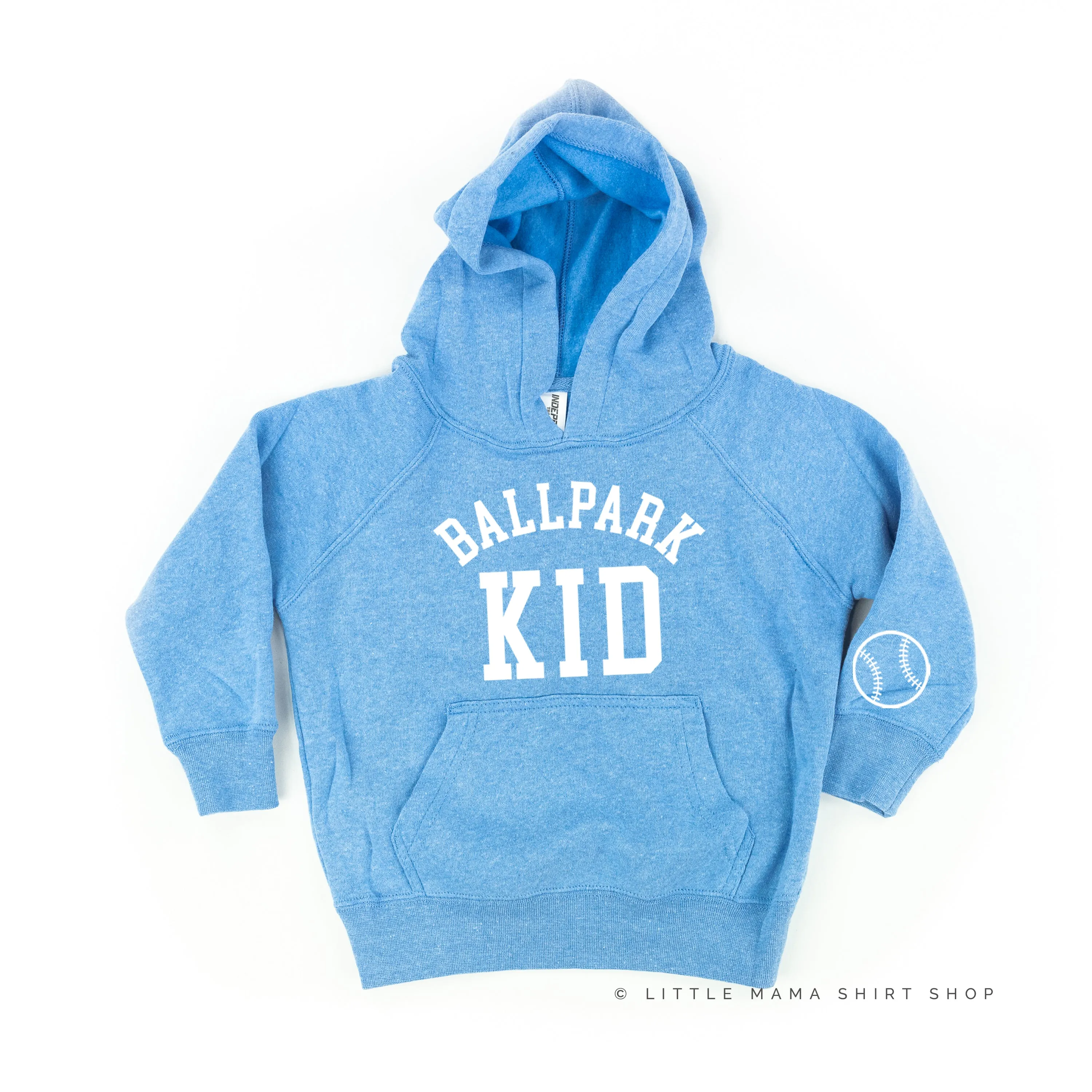 Ballpark Kid - Baseball Detail on Sleeve - CHILD HOODIE