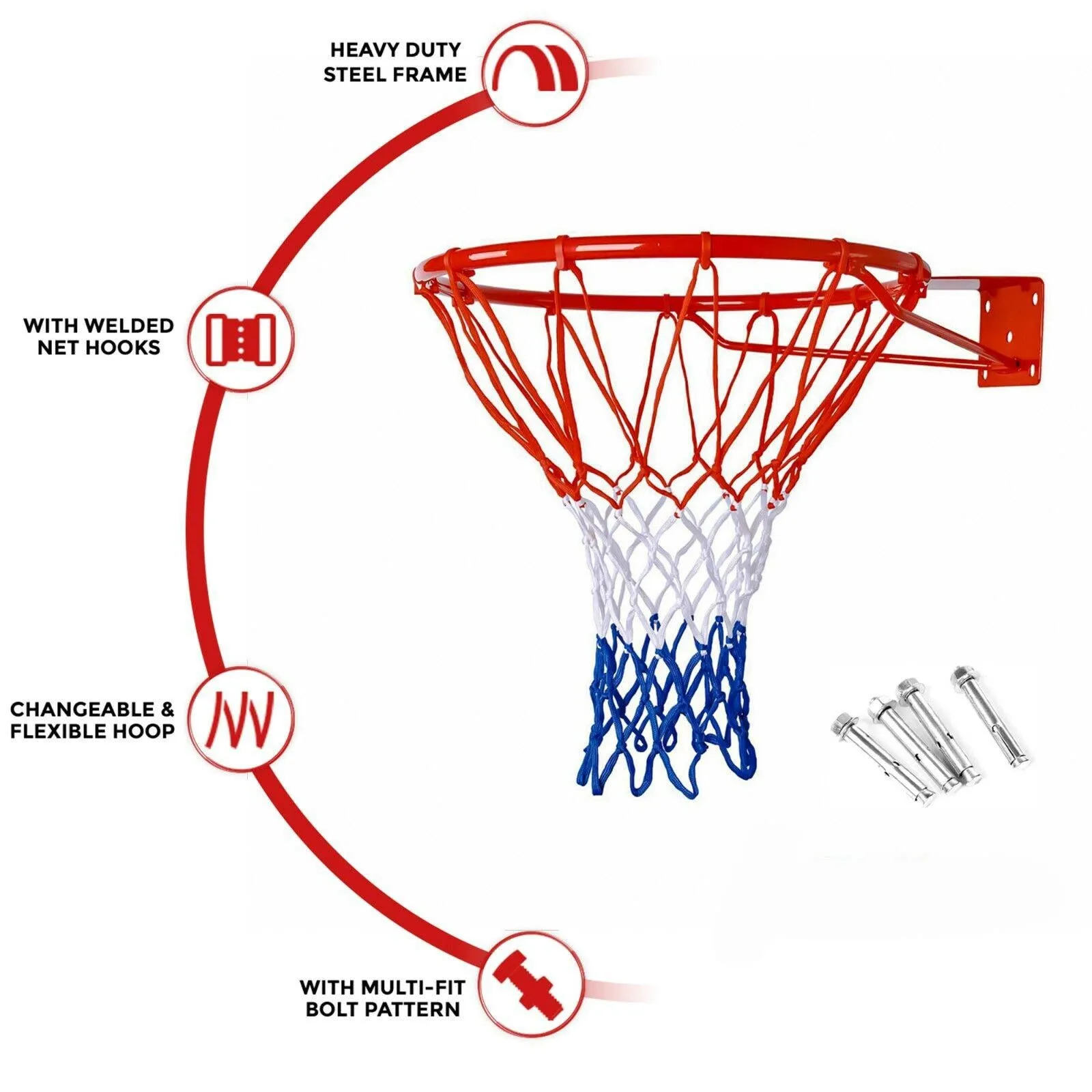 Basketball Hoop with Net - Wall-mounted