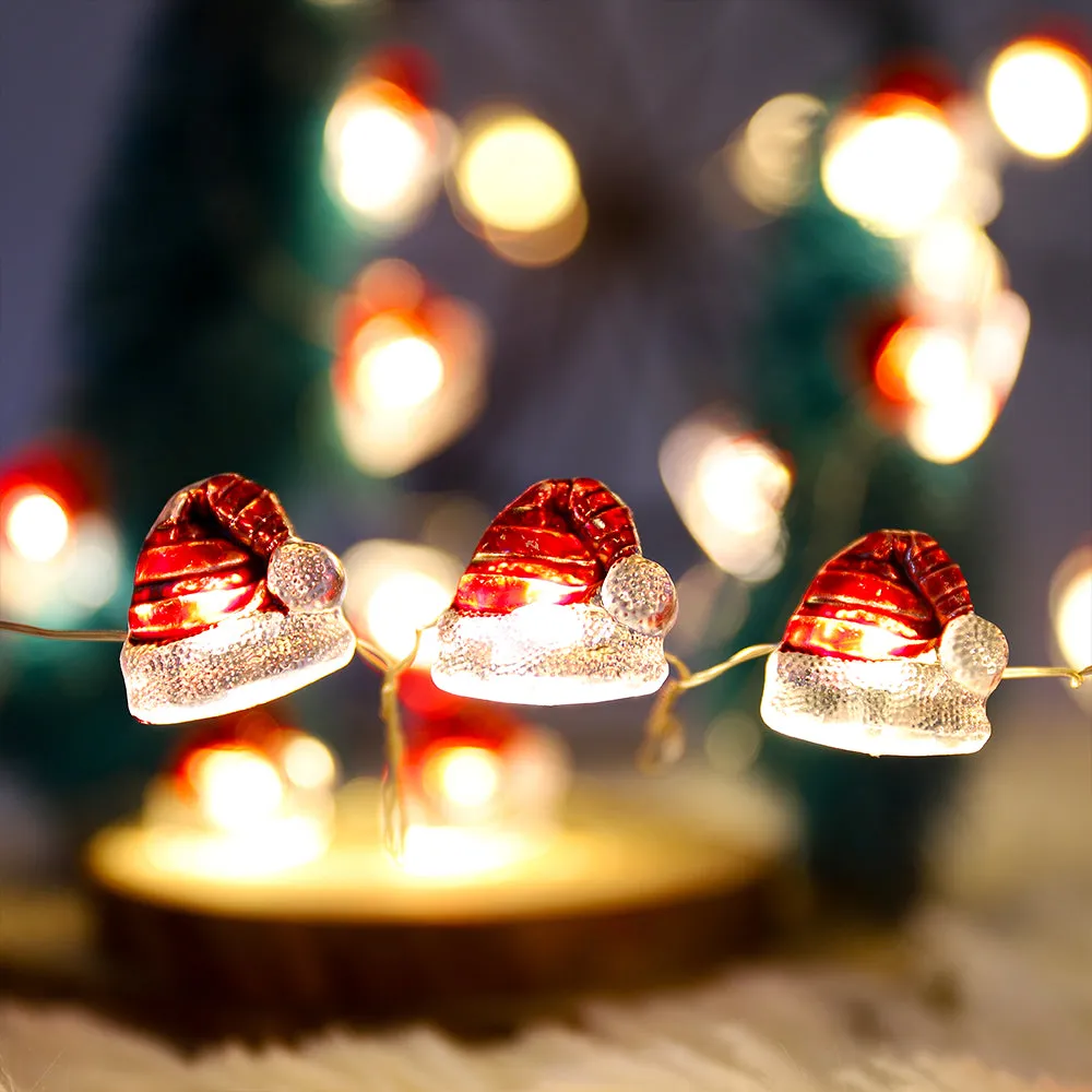 Battery Powered Christmas Hat String Lights Decoration