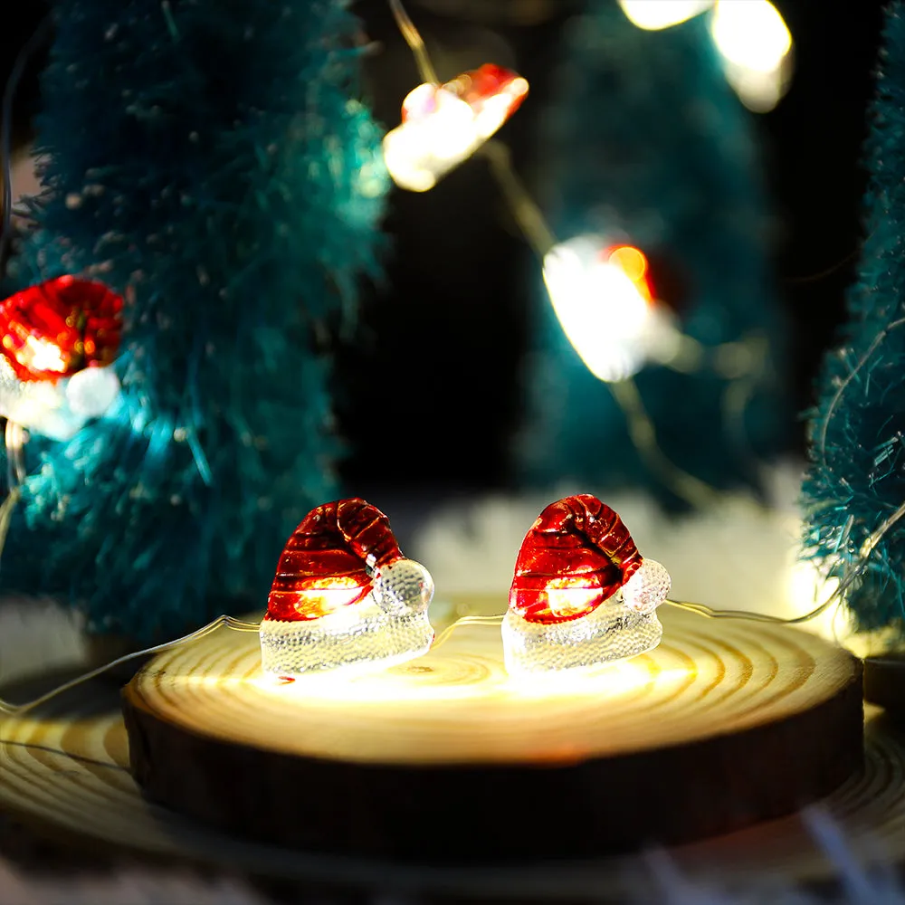 Battery Powered Christmas Hat String Lights Decoration