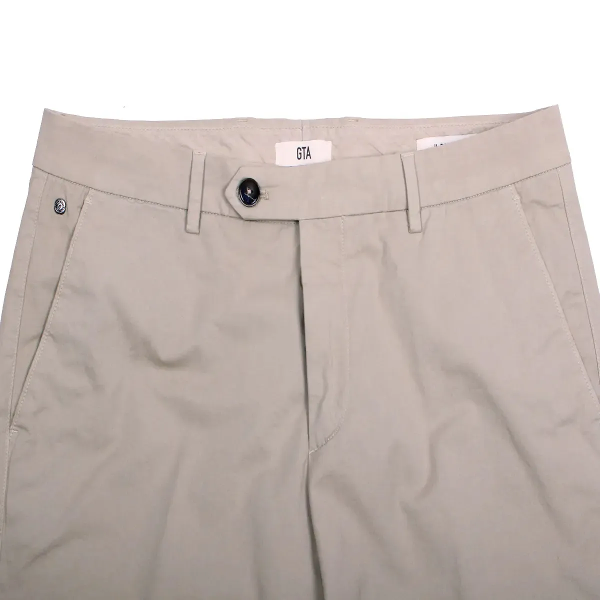 Beige Cotton Stretch Slim Fit Chino Shorts