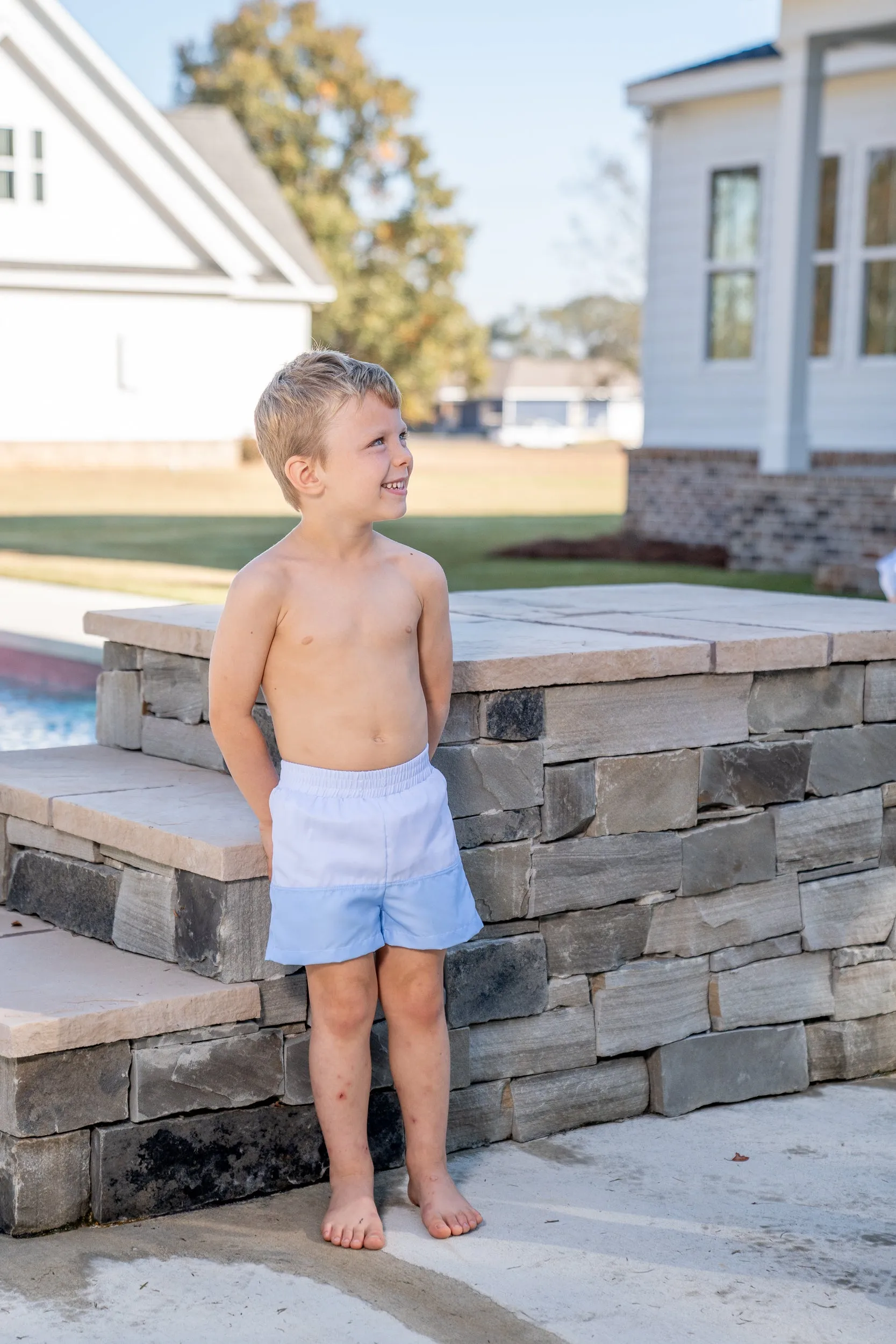 Boys Blue Colorblock Trunks UPF50