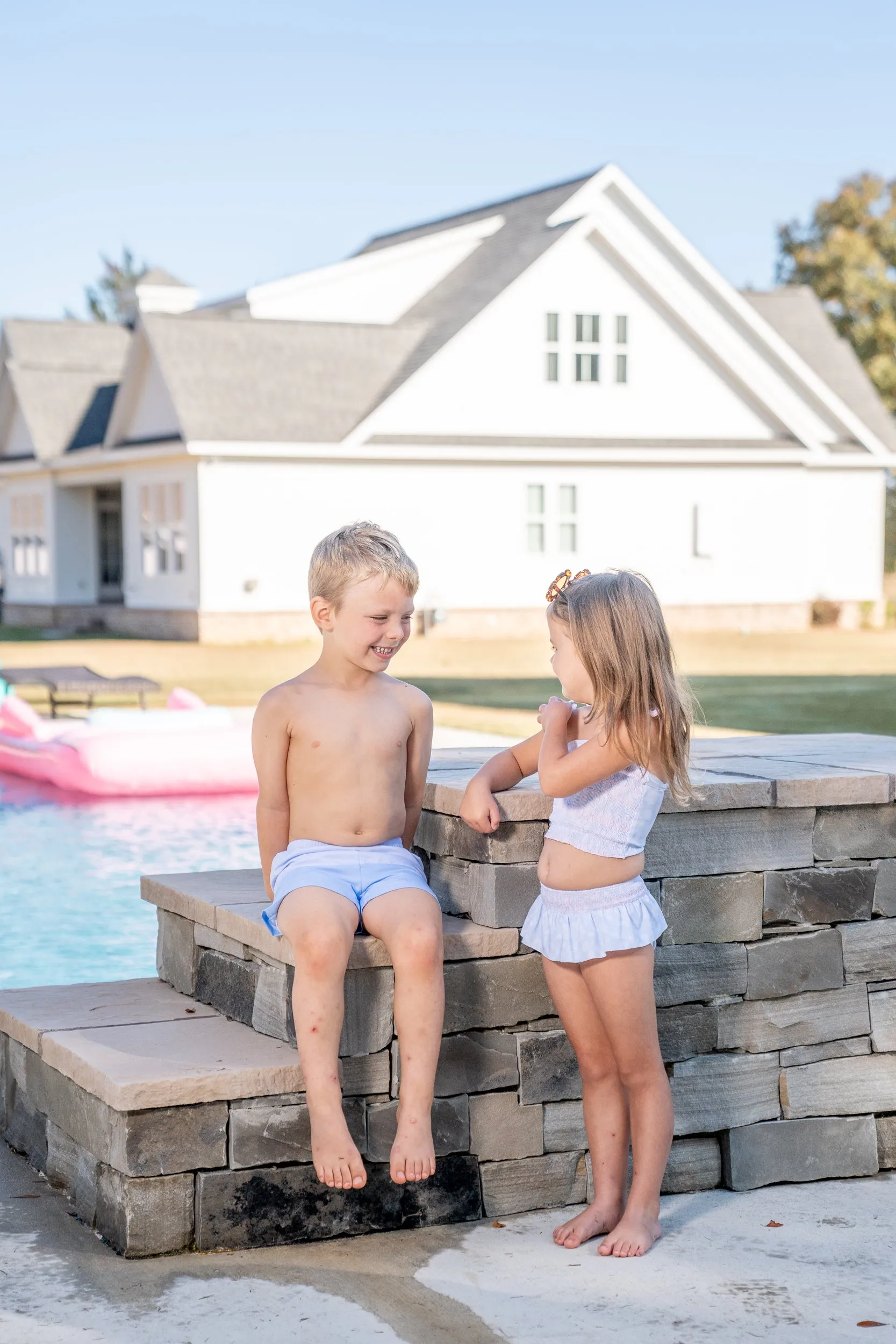 Boys Blue Colorblock Trunks UPF50