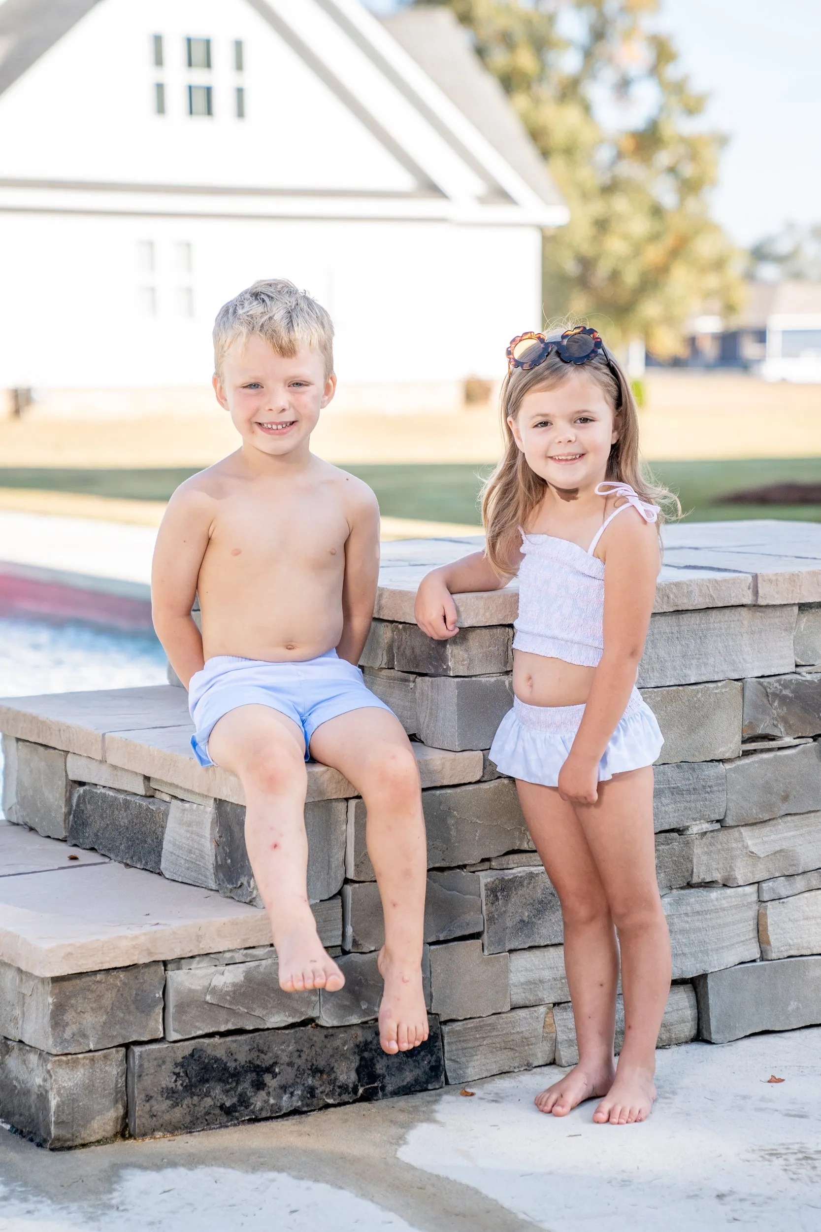 Boys Blue Colorblock Trunks UPF50