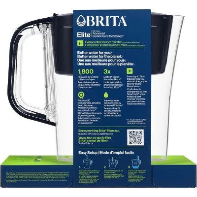 Brita Water Filter Soho Water Pitcher Dispensers with Longlast Water Filter - Black