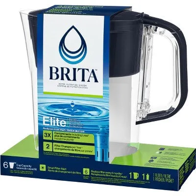 Brita Water Filter Soho Water Pitcher Dispensers with Longlast Water Filter - Black