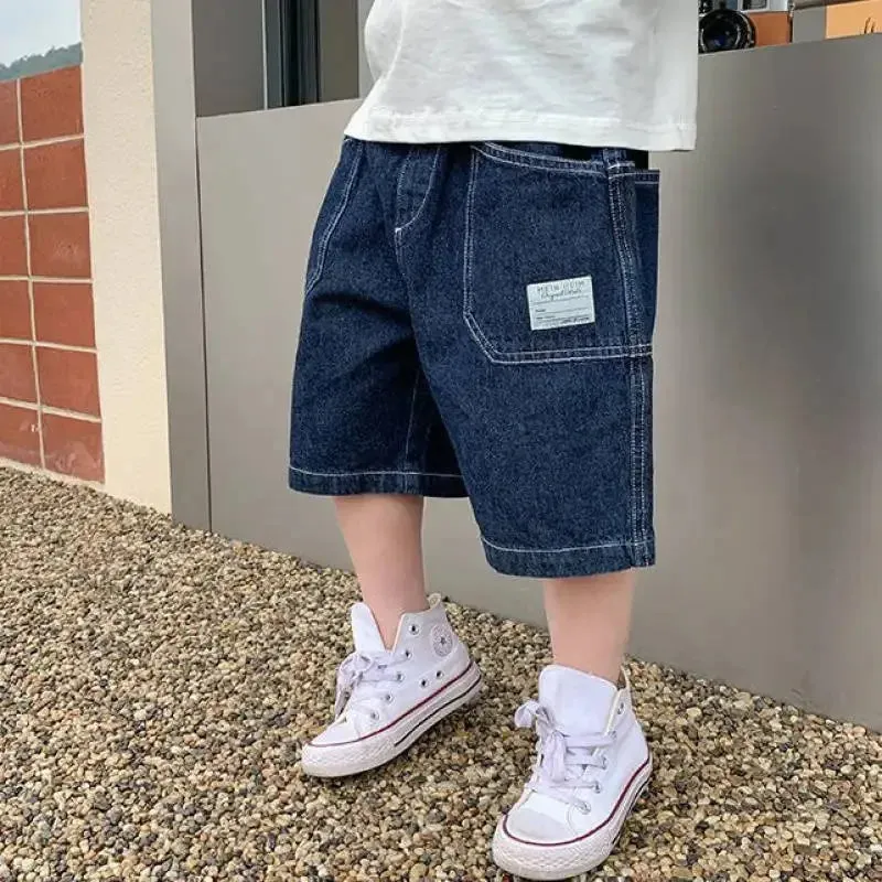 Children's Quarter Pants Summer Pants Boys' Summer Shorts 2024 New Comfortable and Breathable All Match Jeans Tide