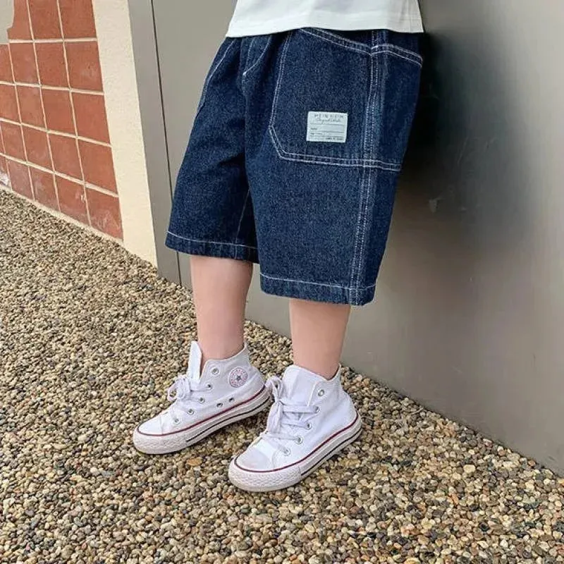 Children's Quarter Pants Summer Pants Boys' Summer Shorts 2024 New Comfortable and Breathable All Match Jeans Tide