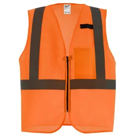 Class 2 High Visibility Orange Mesh One Pocket Safety Vest - L/XL (CSA)