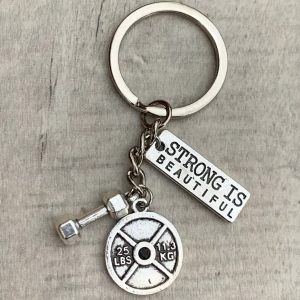 Dumbbell Keychain - Strong is Powerful