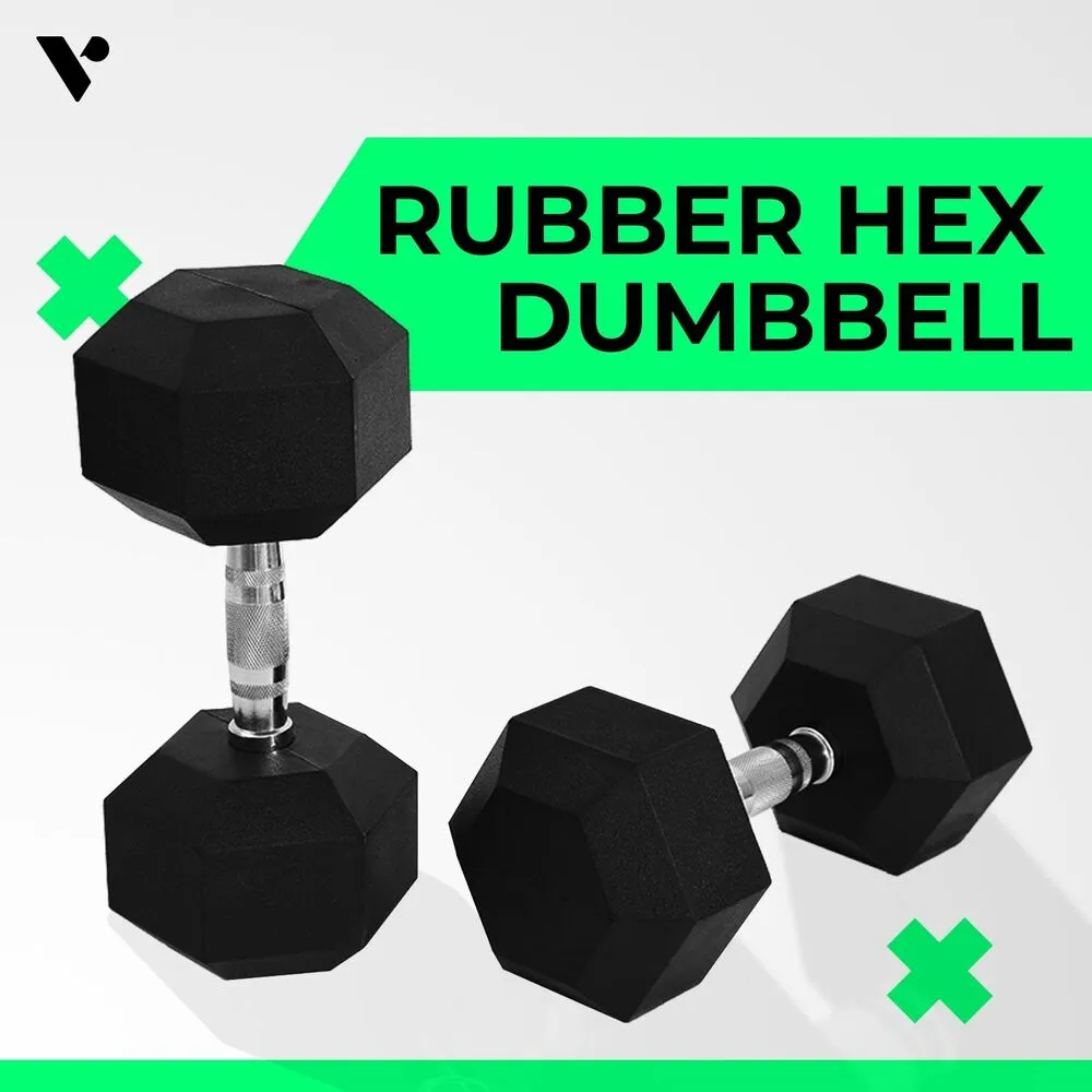 Durable Rubber Hex Dumbbells, 22.5kg - Optimal Grip | Verpeak