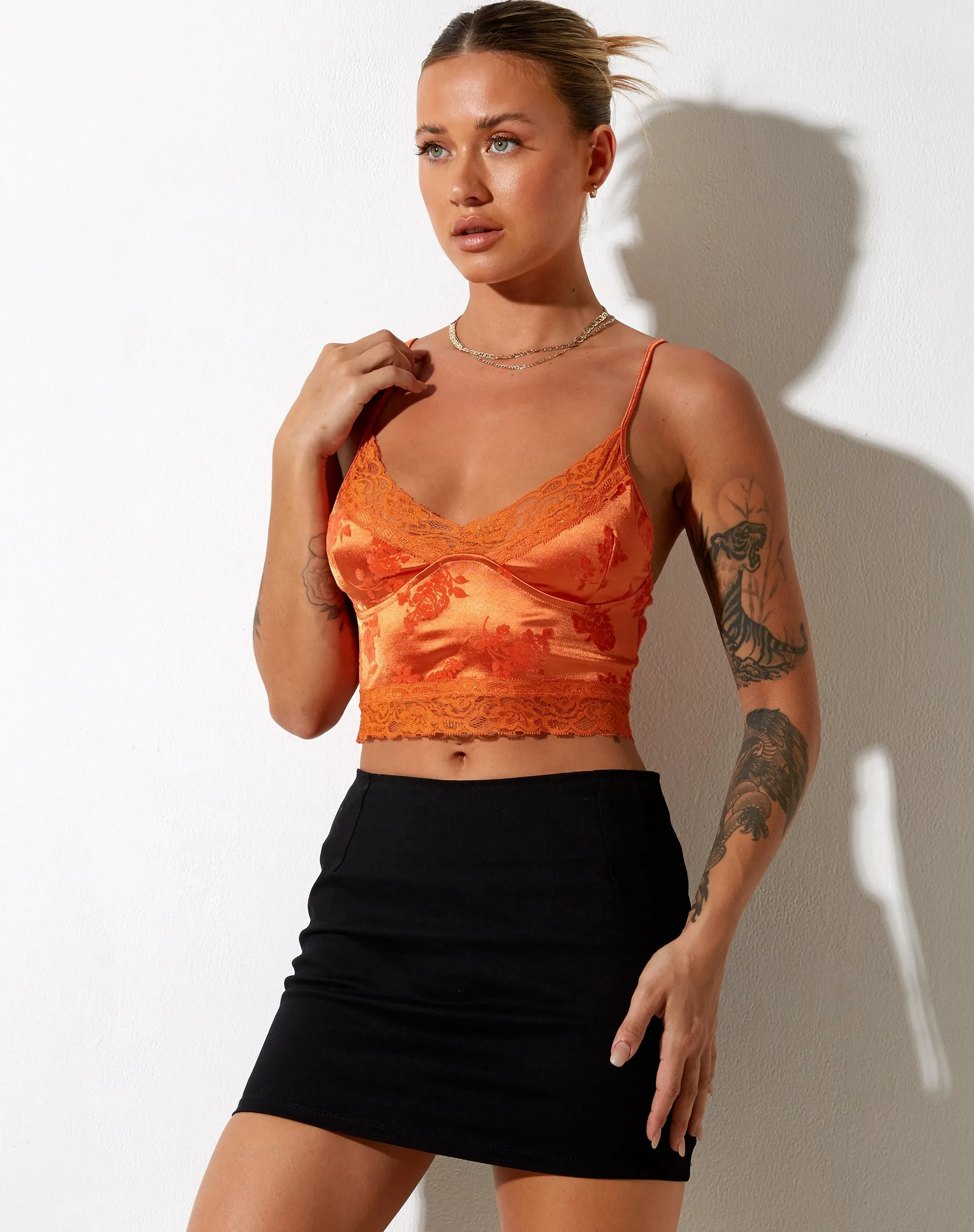 Dyrana Crop Top in Rose Flock Tangerine