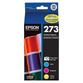 Epson 273 Black, C/M/Y 4pk Combo Ink Cartridges - Black Cyan, Magenta, Yellow