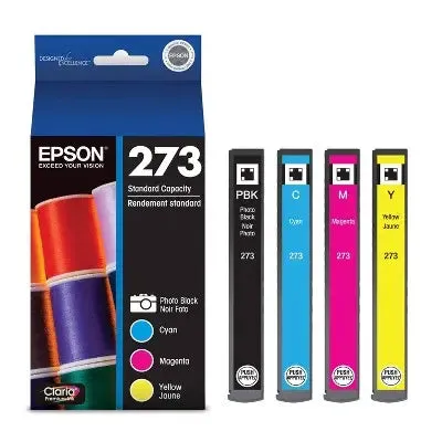 Epson 273 Black, C/M/Y 4pk Combo Ink Cartridges - Black Cyan, Magenta, Yellow