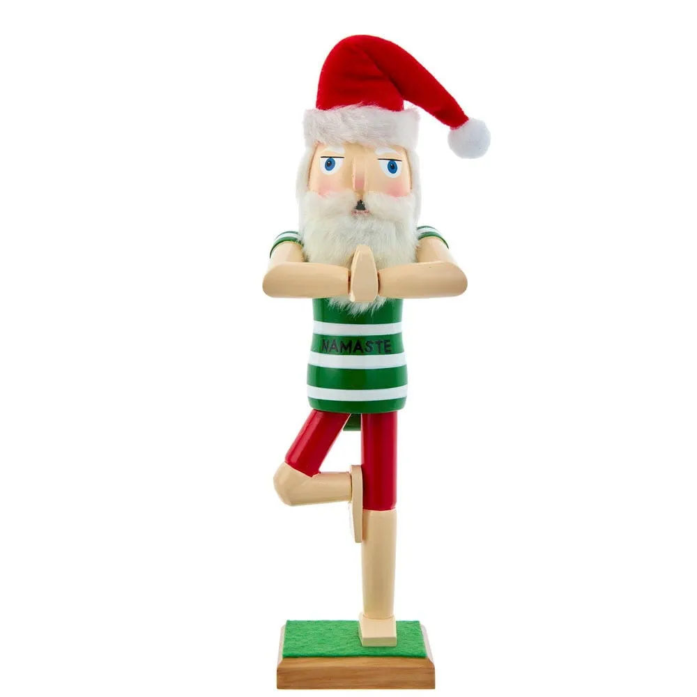 essential Kurt Adler 15-Inch Wooden Yoga Santa Nutcracker Standard Standard