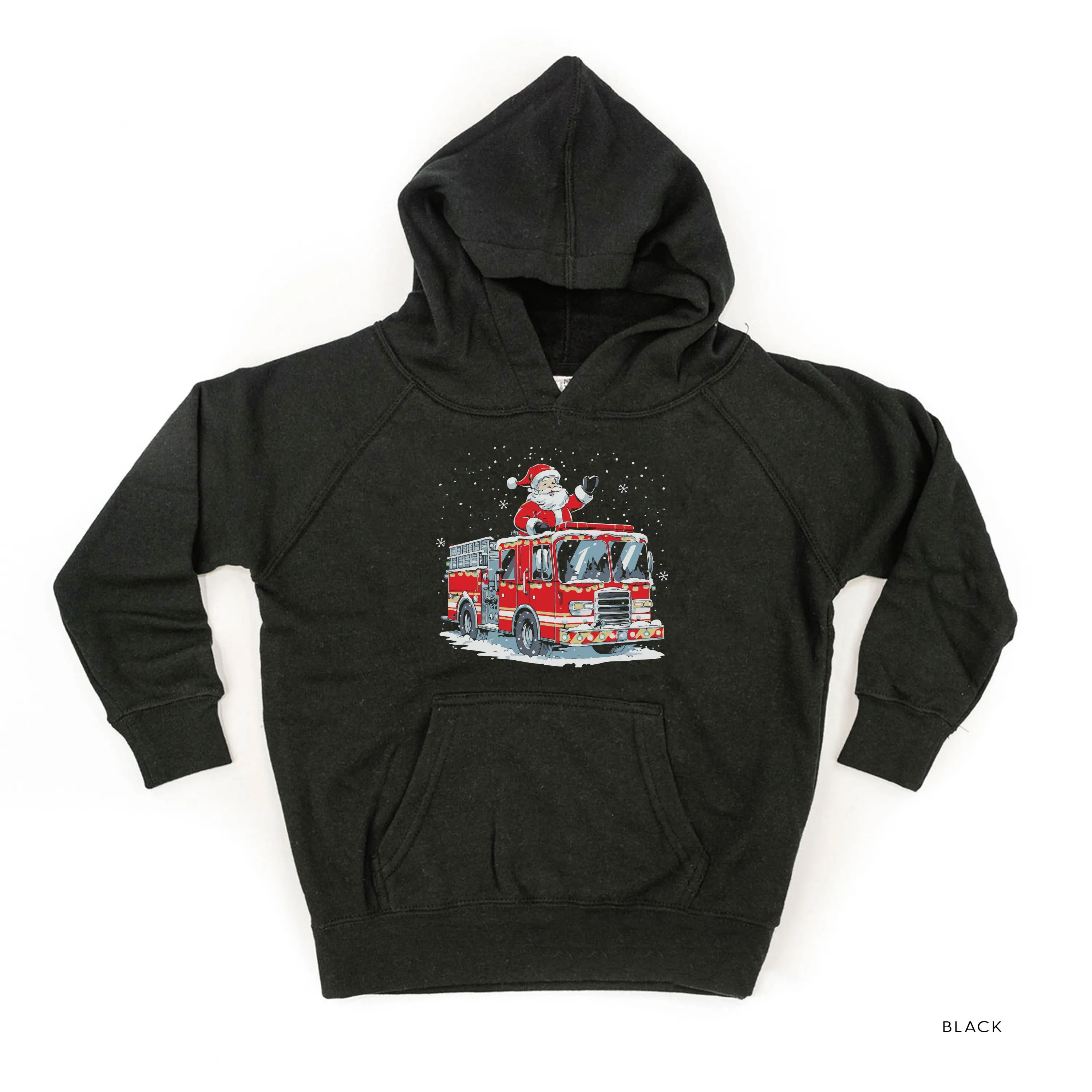 Firetruck Santa - Child Black HOODIE