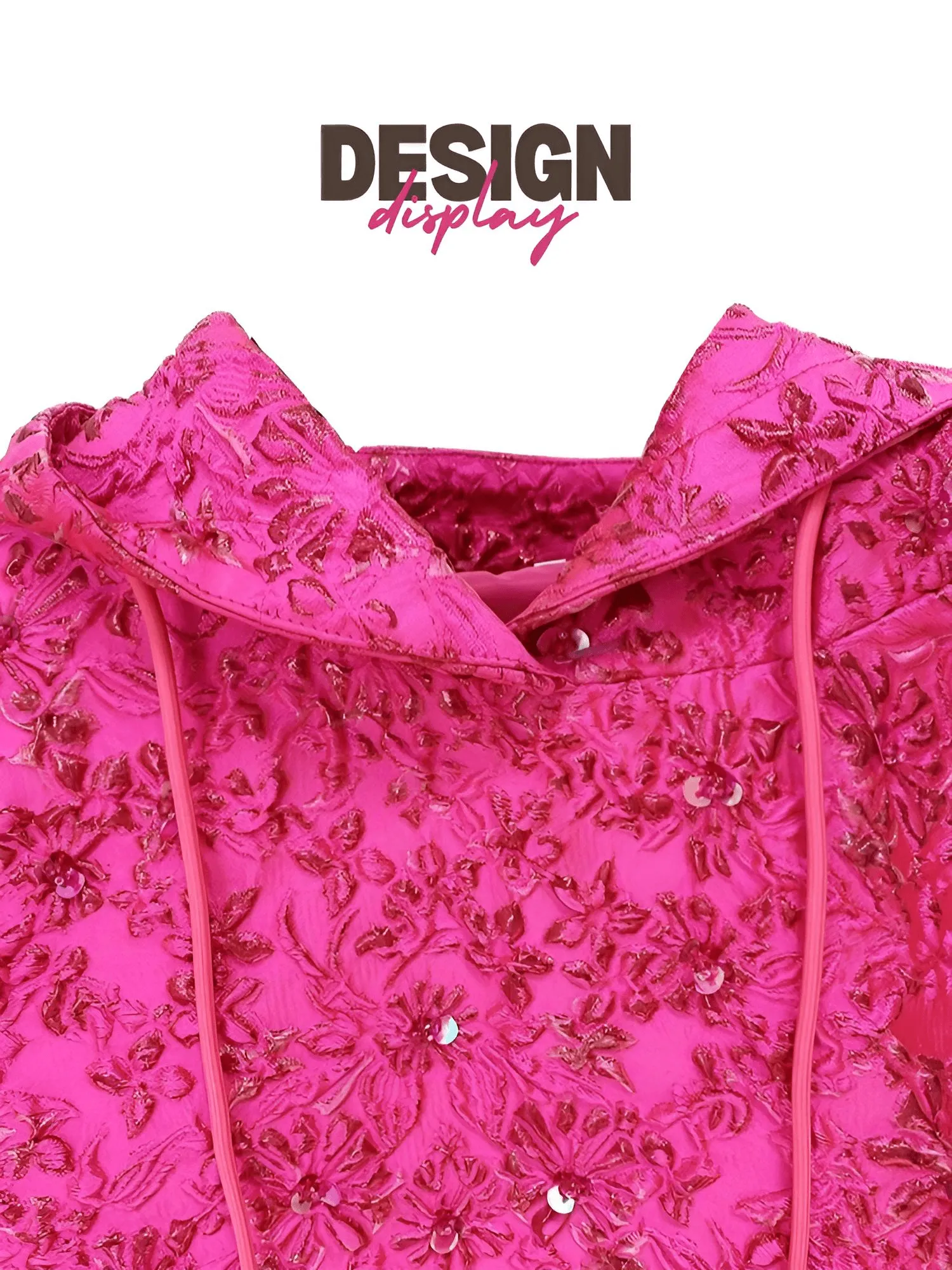 F/W Designer Tops Women's Pink Beaded Hoodie Loose Jacquard