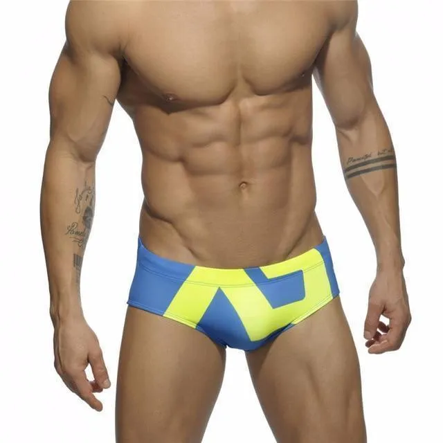 Geometric Patchwork Swim Briefs