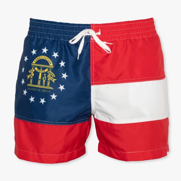 Georgia State Flag Swim Trunks