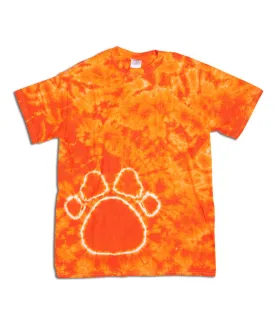 gildan tie-dye youth pawprints tee - orange (l)