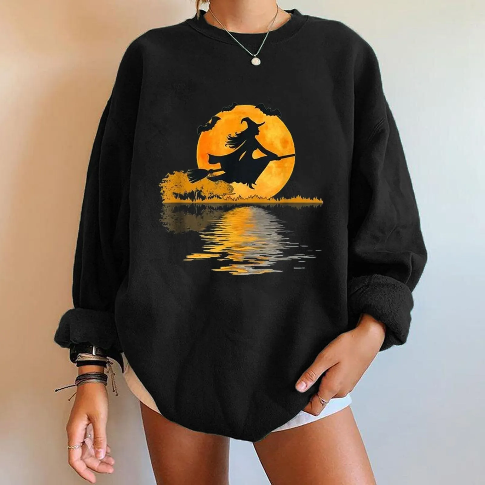 Halloween plus velvet sweatshirt print long sleeves