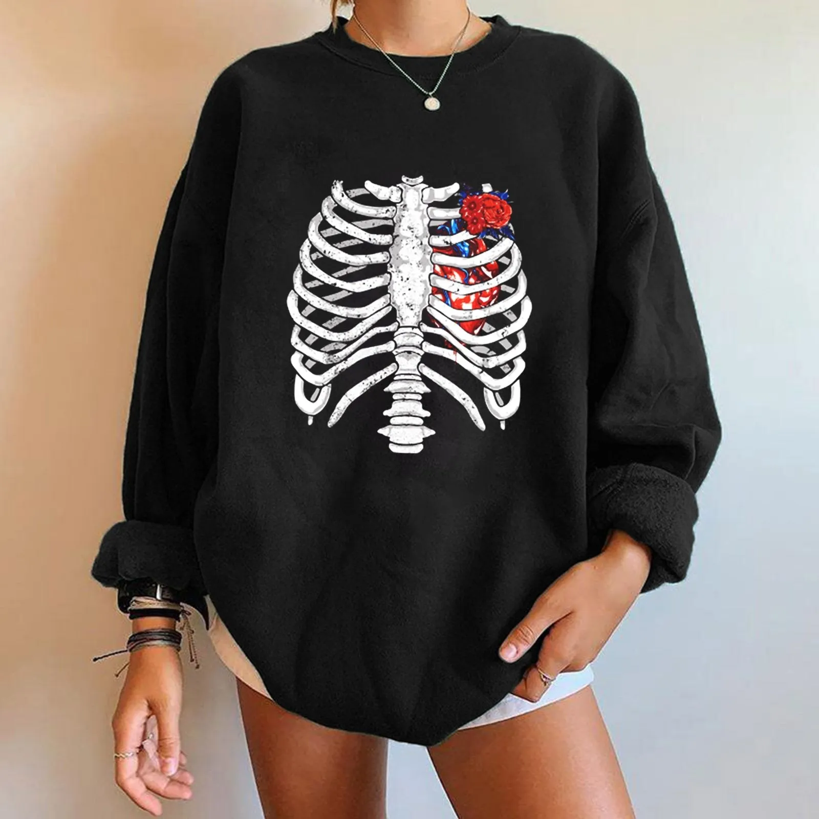 Halloween plus velvet sweatshirt print long sleeves