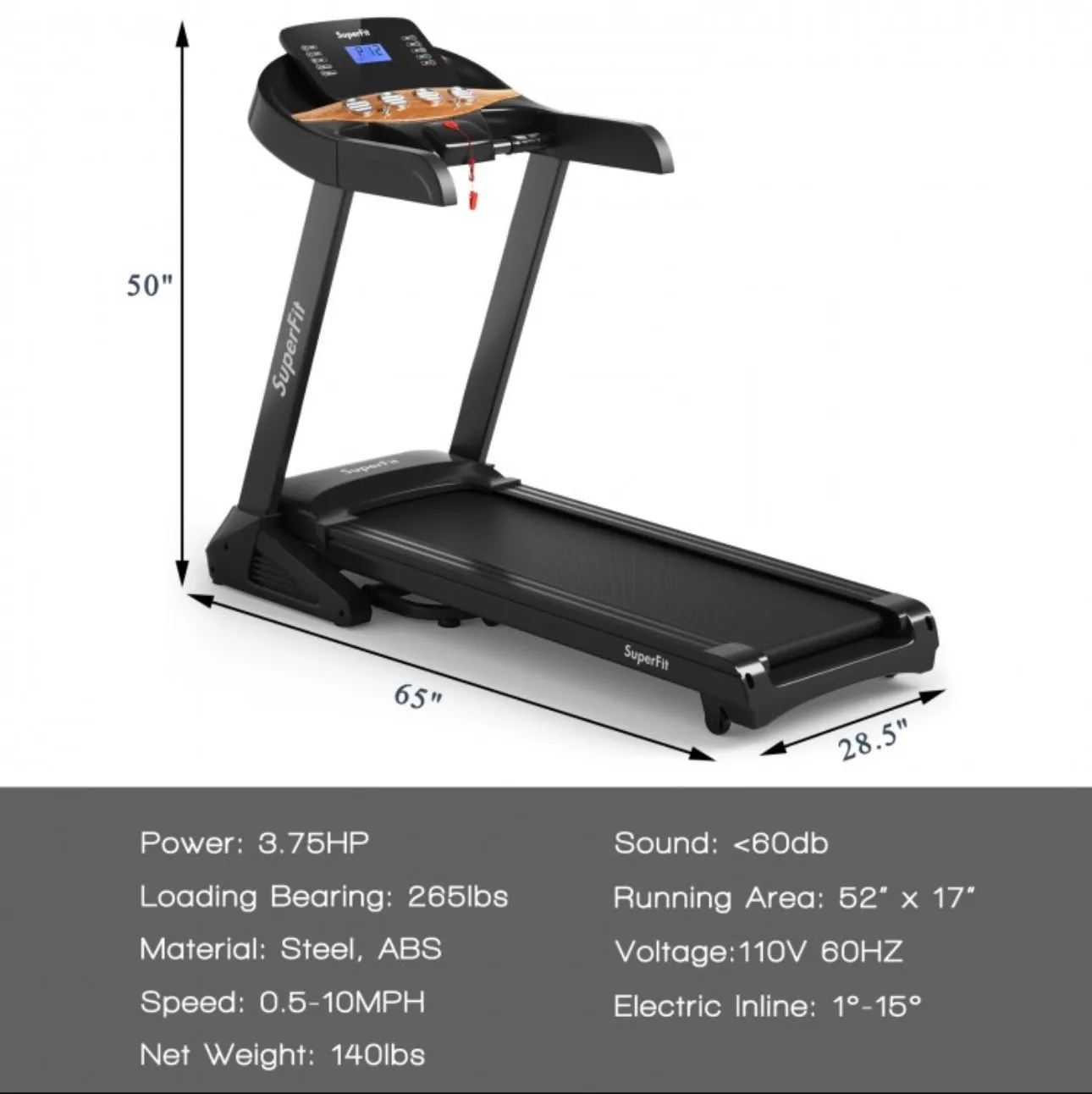 Heavy Duty Powerful 3.75Hp Quiet Motor Electric Folding Treadmill With Automatic Incline 16 Training Programs | App Control | Shock Absorber