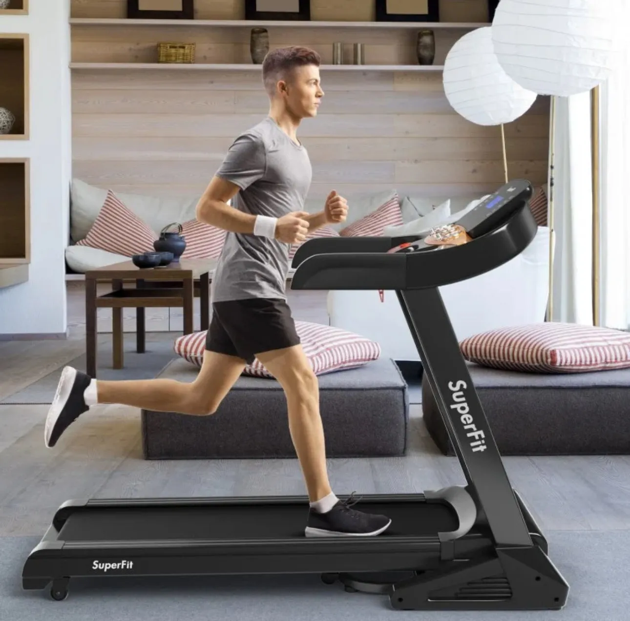 Heavy Duty Powerful 3.75Hp Quiet Motor Electric Folding Treadmill With Automatic Incline 16 Training Programs | App Control | Shock Absorber