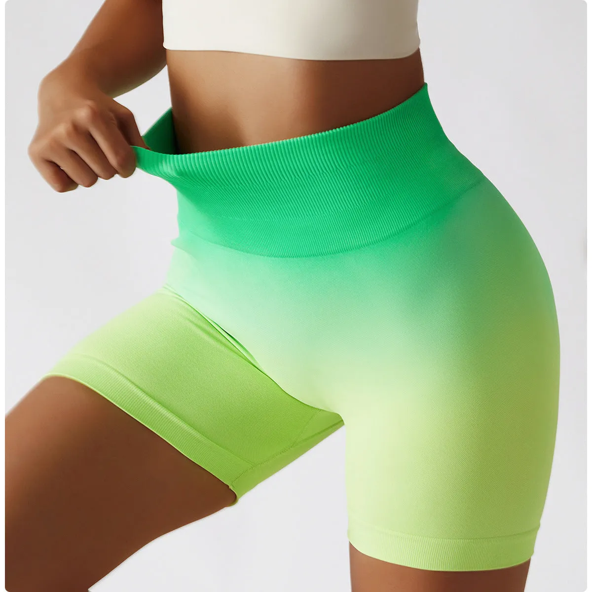 High-waisted Gradient Seamless Sports Shorts