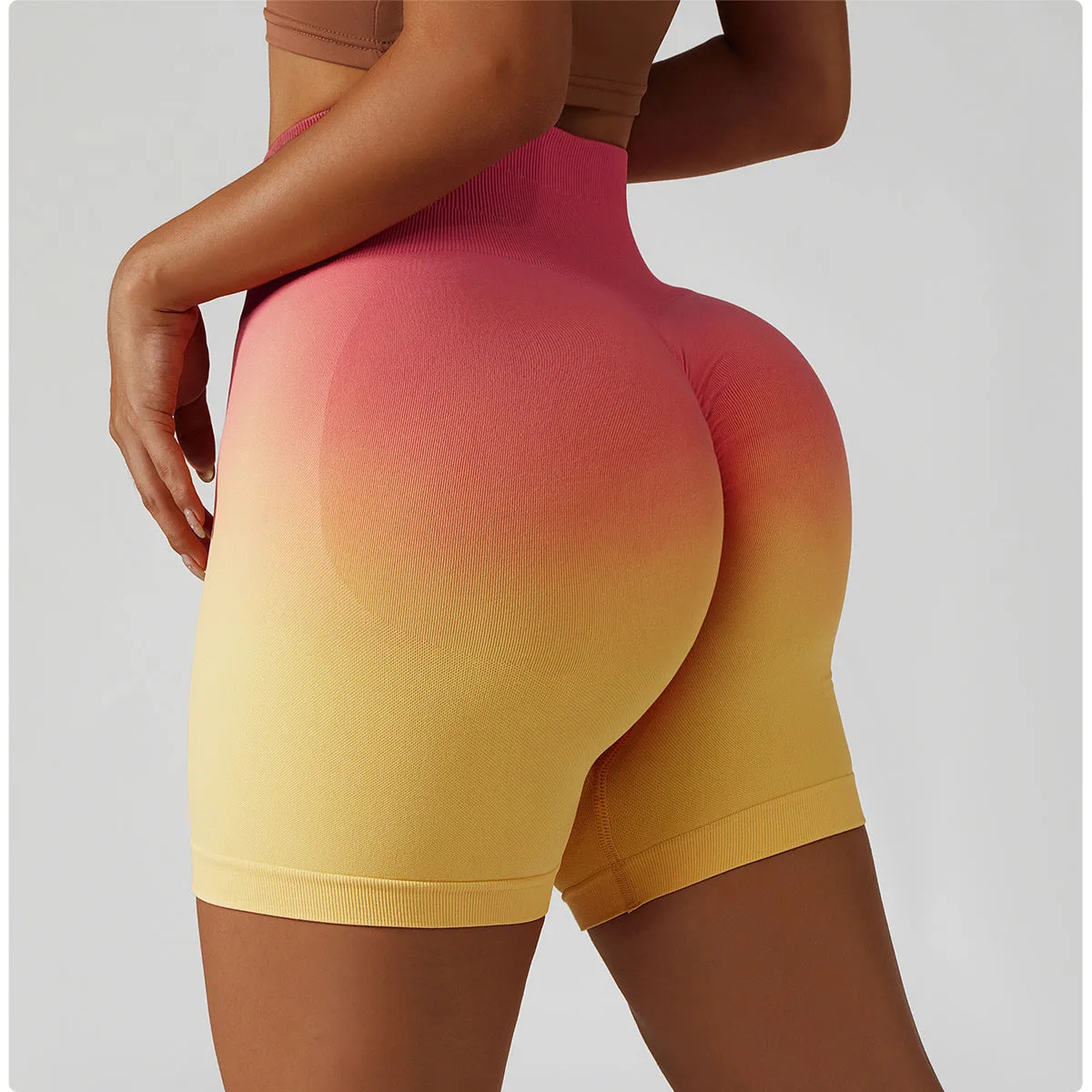 High-waisted Gradient Seamless Sports Shorts