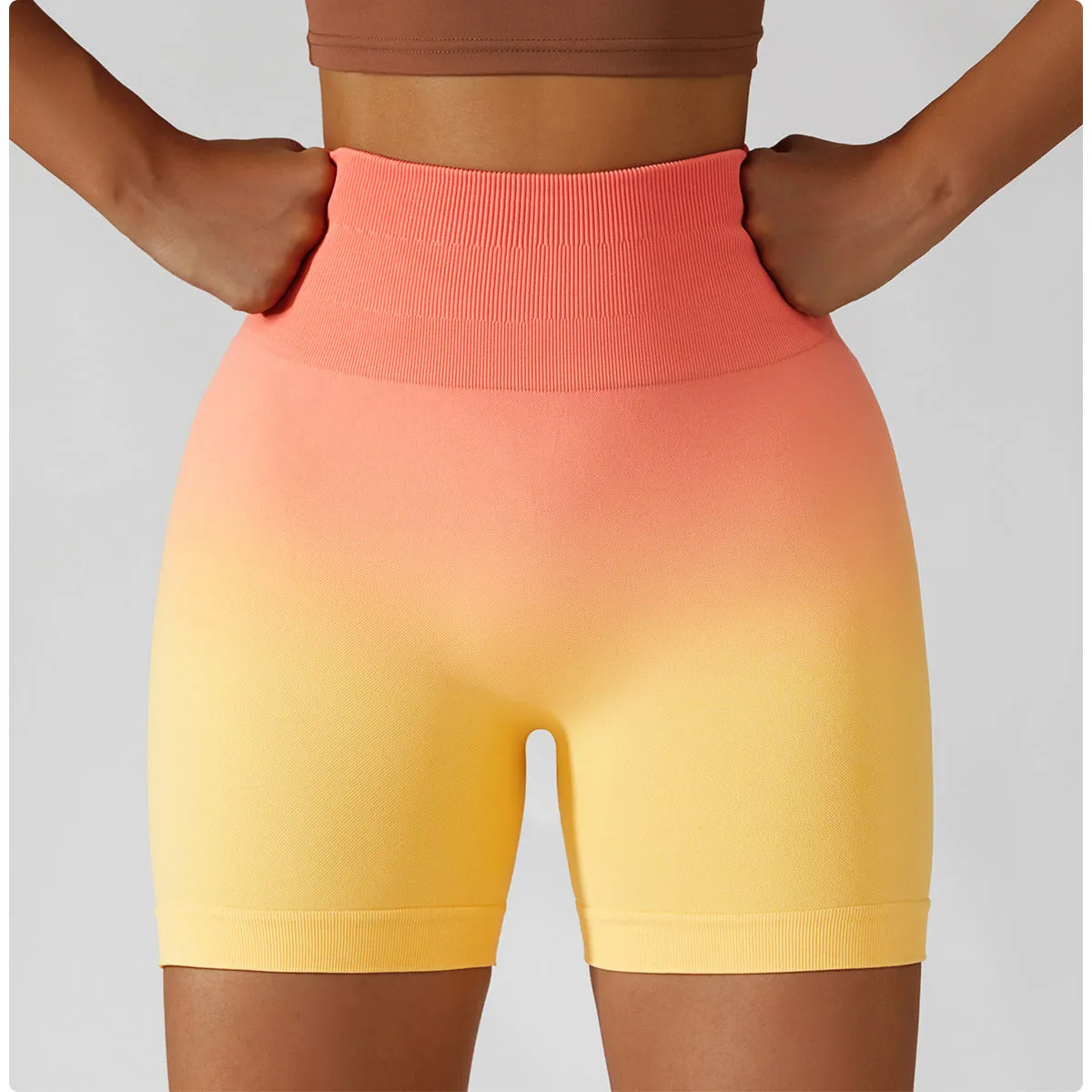 High-waisted Gradient Seamless Sports Shorts