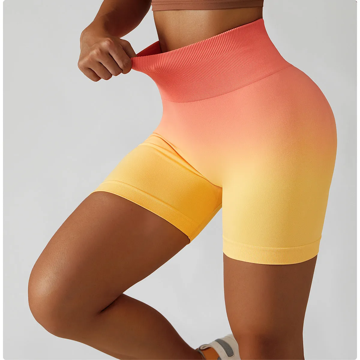 High-waisted Gradient Seamless Sports Shorts