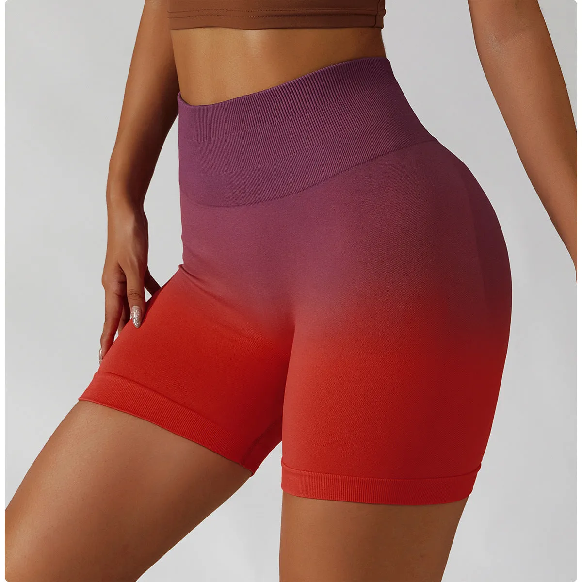 High-waisted Gradient Seamless Sports Shorts