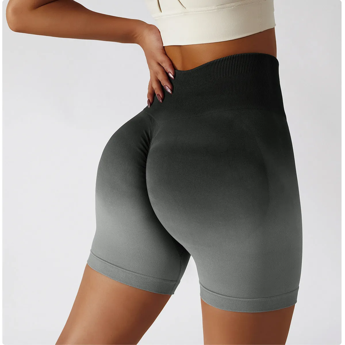 High-waisted Gradient Seamless Sports Shorts