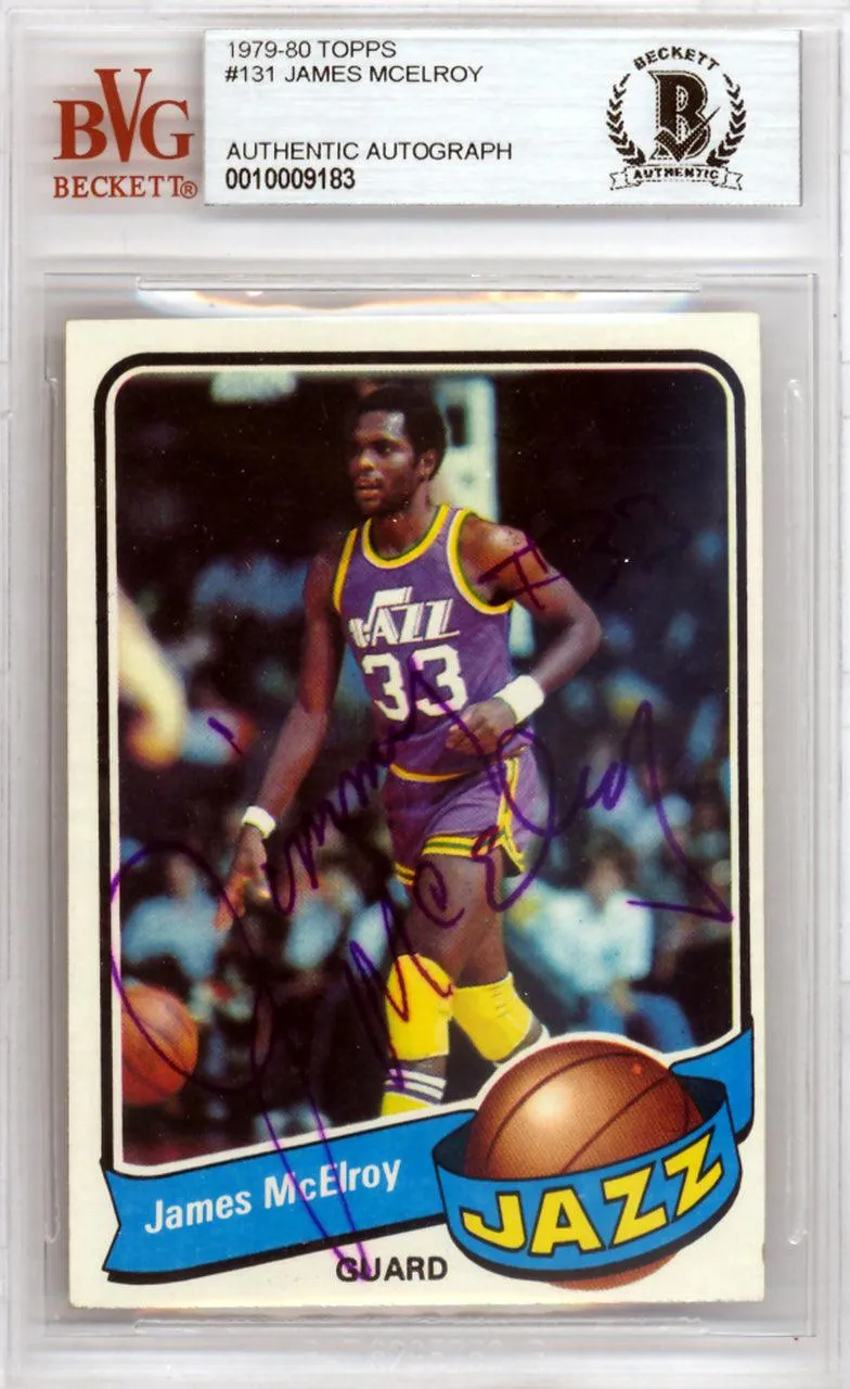 James McElroy Autographed 1979 Topps Card #131 Utah Jazz Beckett BAS #10009183