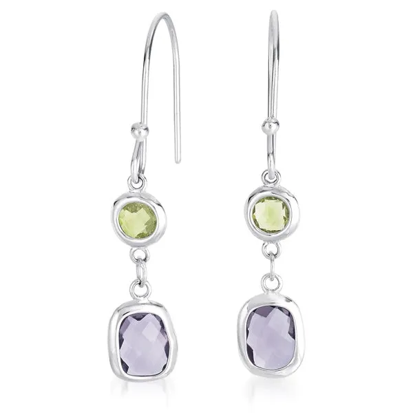 Léa Amethyst And Lime Euro Drop Earrings