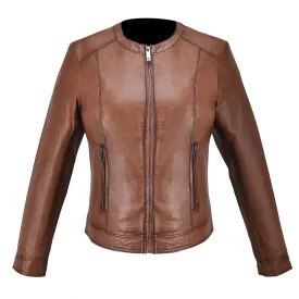 Ladies Brown Leather Jacket