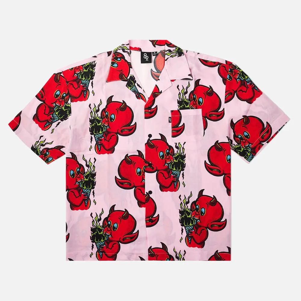 Lil Devil Button Up Shirt Pink