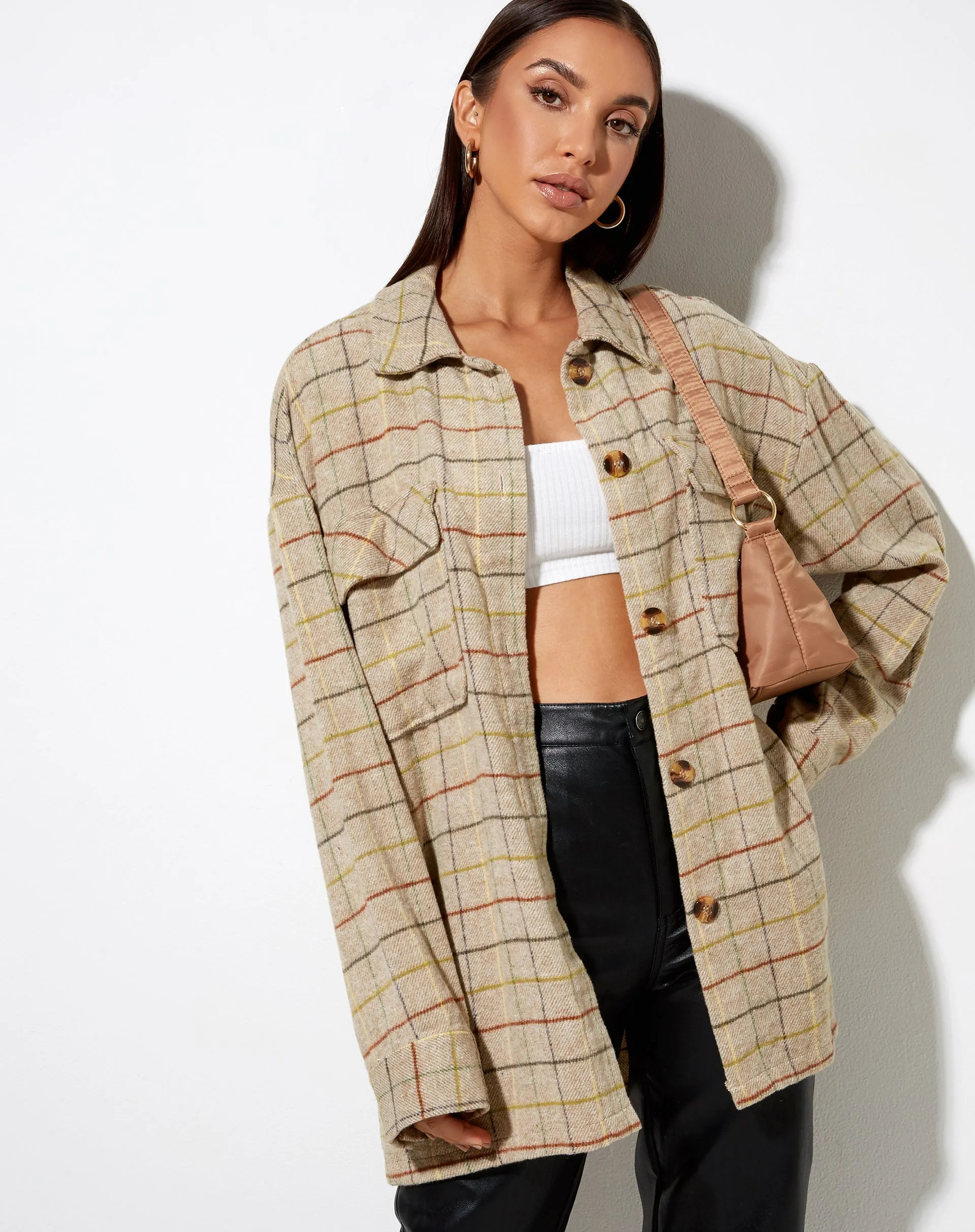 Marcella Shirt in Check Brown Yellow Green